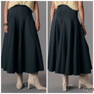 Anthropologie Maeve Hunter Green Maxi Godet Skirt